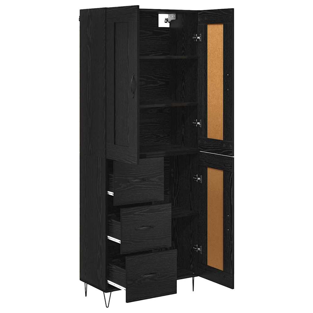 vidaXL Highboard Μαύρη Οξυά 69,5 x 34 x 180 εκ. Επεξεργασμένο ξύλο