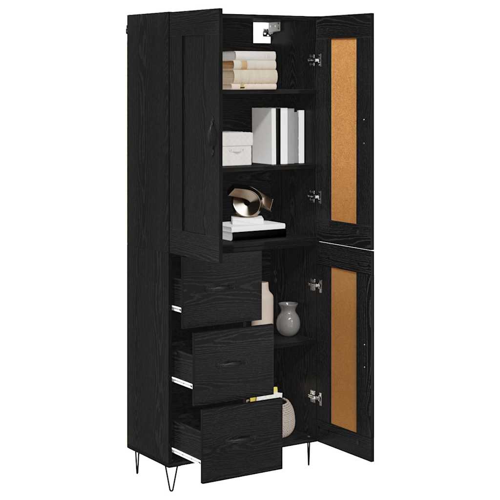 vidaXL Highboard Μαύρη Οξυά 69,5 x 34 x 180 εκ. Επεξεργασμένο ξύλο