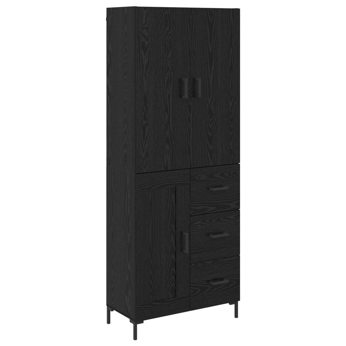vidaXL Highboard Μαύρη Οξυά 69,5 x 34 x 180 εκ. Επεξεργασμένο ξύλο