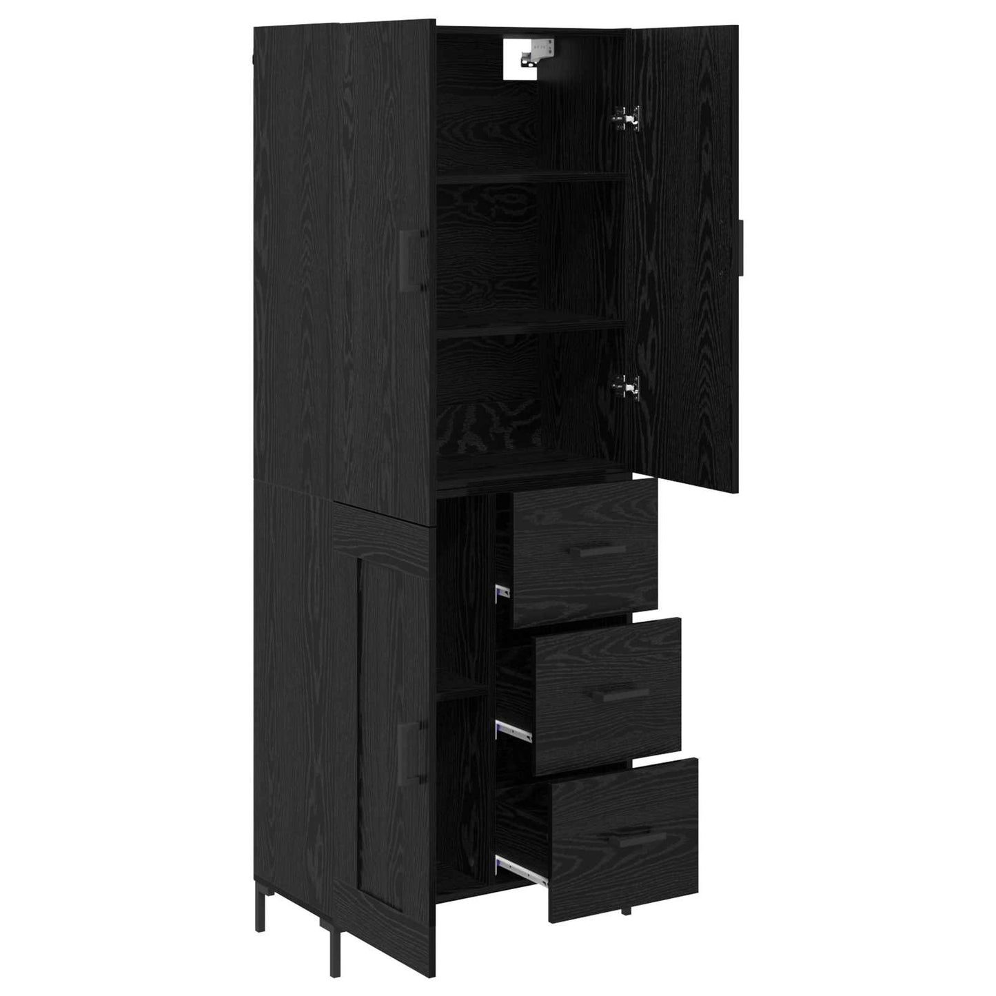 vidaXL Highboard Μαύρη Οξυά 69,5 x 34 x 180 εκ. Επεξεργασμένο ξύλο