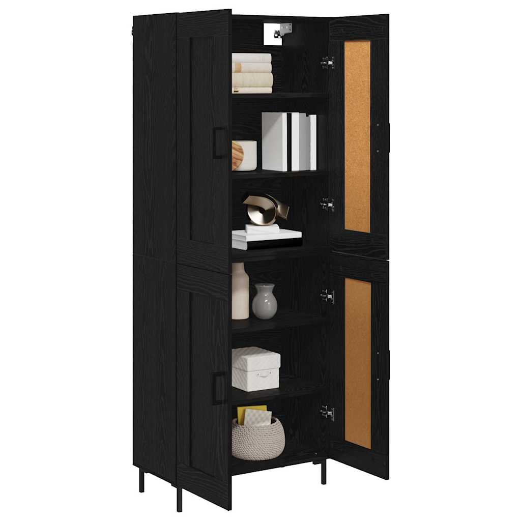 vidaXL Highboard 2 pcs Μαύρη Οξυά Επεξεργασμένο ξύλο