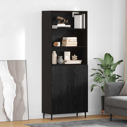 vidaXL Highboard Μαύρη Οξυά 69,5 x 34 x 180 εκ. Σύνθετο Ξύλο και Γυαλί