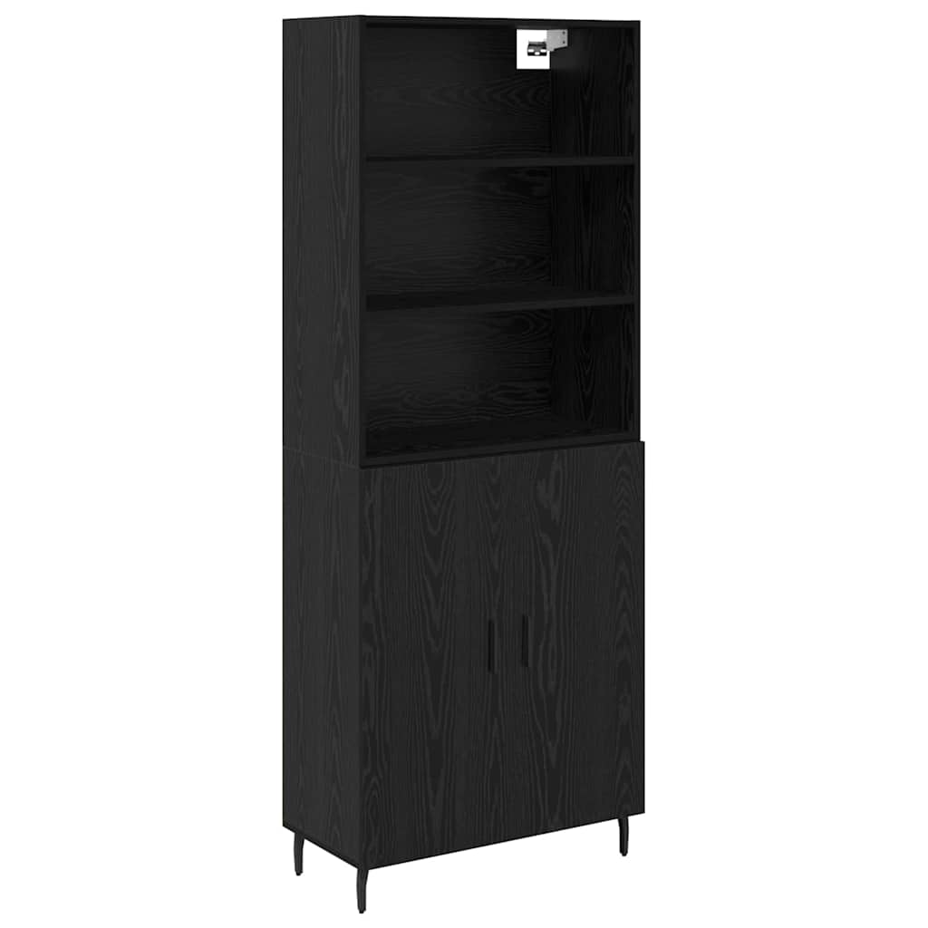 vidaXL Highboard Μαύρη Οξυά 69,5 x 34 x 180 εκ. Σύνθετο Ξύλο και Γυαλί