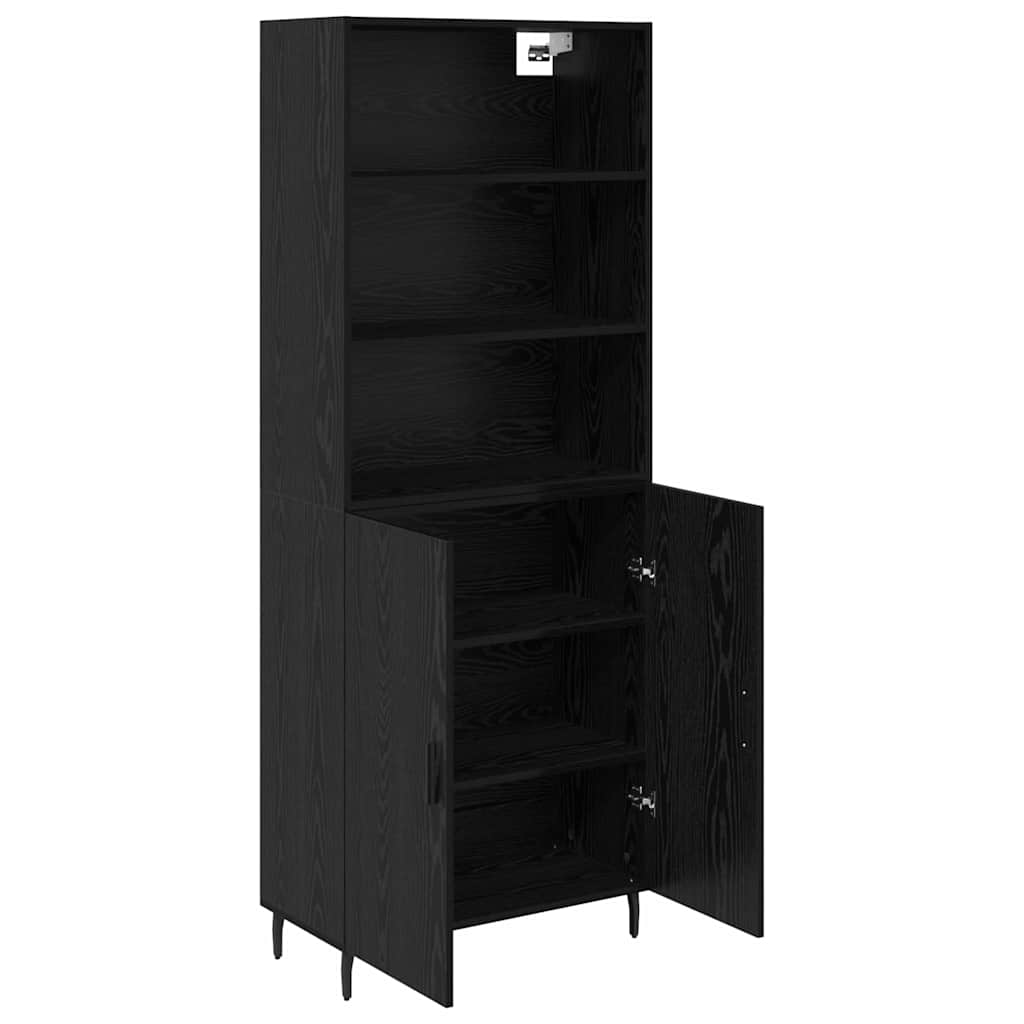vidaXL Highboard Μαύρη Οξυά 69,5 x 34 x 180 εκ. Σύνθετο Ξύλο και Γυαλί