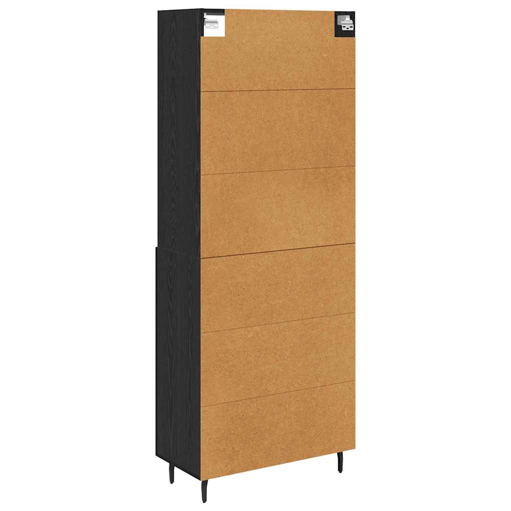 vidaXL Highboard Μαύρη Οξυά 69,5 x 34 x 180 εκ. Σύνθετο Ξύλο και Γυαλί
