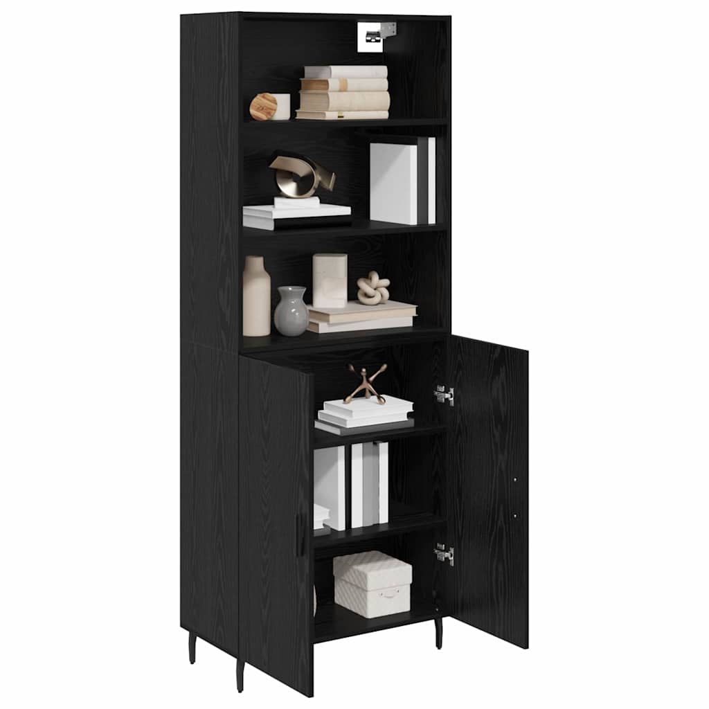 vidaXL Highboard Μαύρη Οξυά 69,5 x 34 x 180 εκ. Σύνθετο Ξύλο και Γυαλί