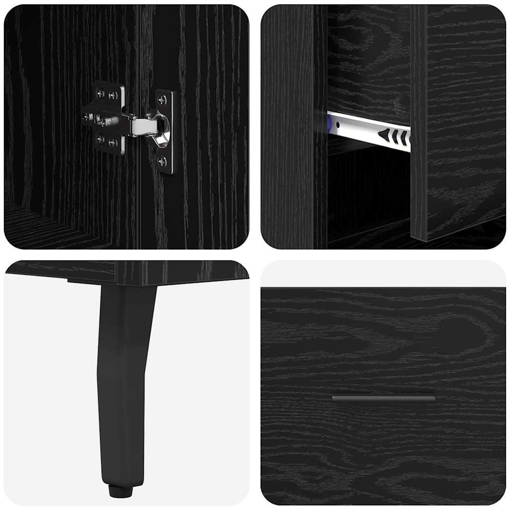 vidaXL Highboard Μαύρη Οξυά 34,5 x 34 x 180 εκ. Επεξεργασμένο ξύλο