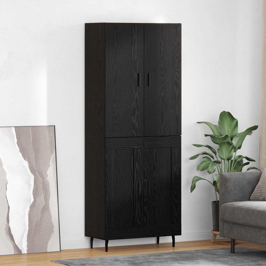 vidaXL Highboard 2 pcs Μαύρη δρυς Σύνθετο Ξύλο και Γυαλί