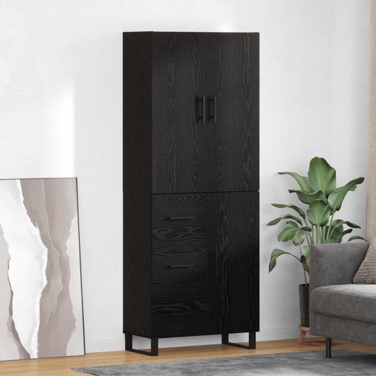 vidaXL Highboard με συρτάρι 2 pcs Μαύρη Οξυά Σύνθετο Ξύλο και Γυαλί