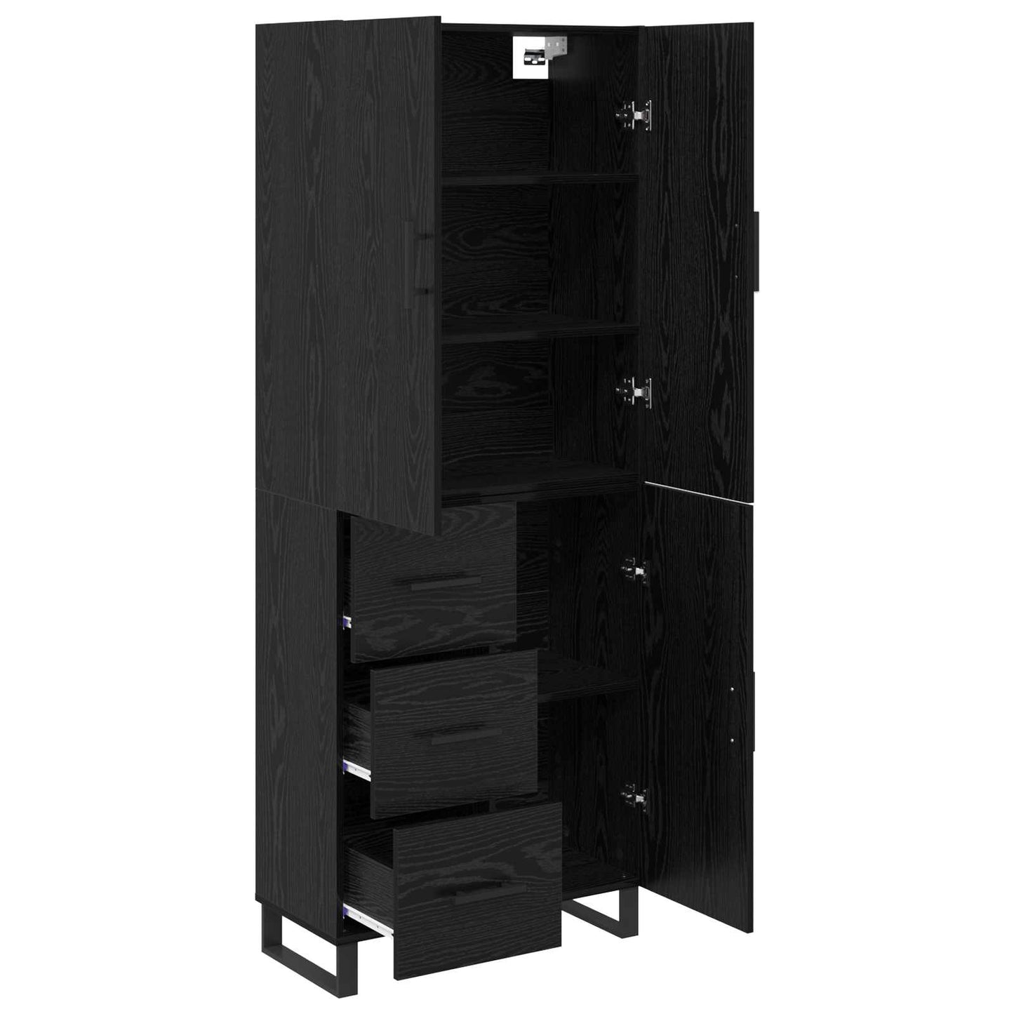 vidaXL Highboard με συρτάρι 2 pcs Μαύρη Οξυά Σύνθετο Ξύλο και Γυαλί