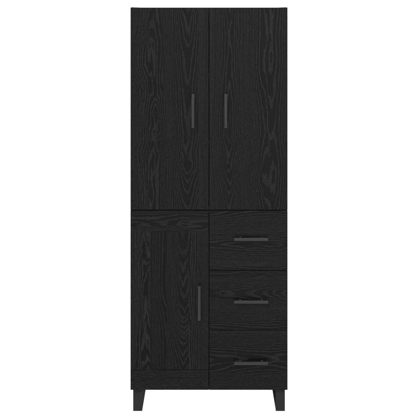 vidaXL Highboard με συρτάρι 2 pcs Μαύρη Οξυά Σύνθετο Ξύλο και Γυαλί