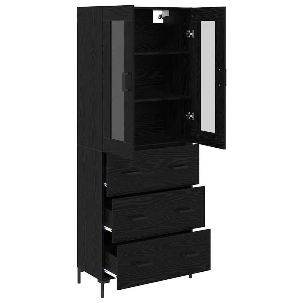 vidaXL Highboard Επιτοίχιο 2 pcs Μαύρη Οξυά 69,5 x 34 x 180 εκ.