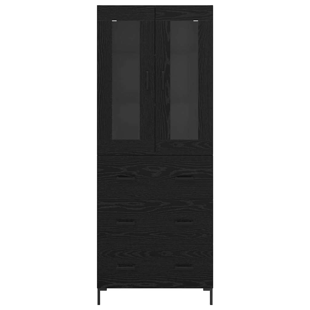 vidaXL Highboard Επιτοίχιο 2 pcs Μαύρη Οξυά 69,5 x 34 x 180 εκ.