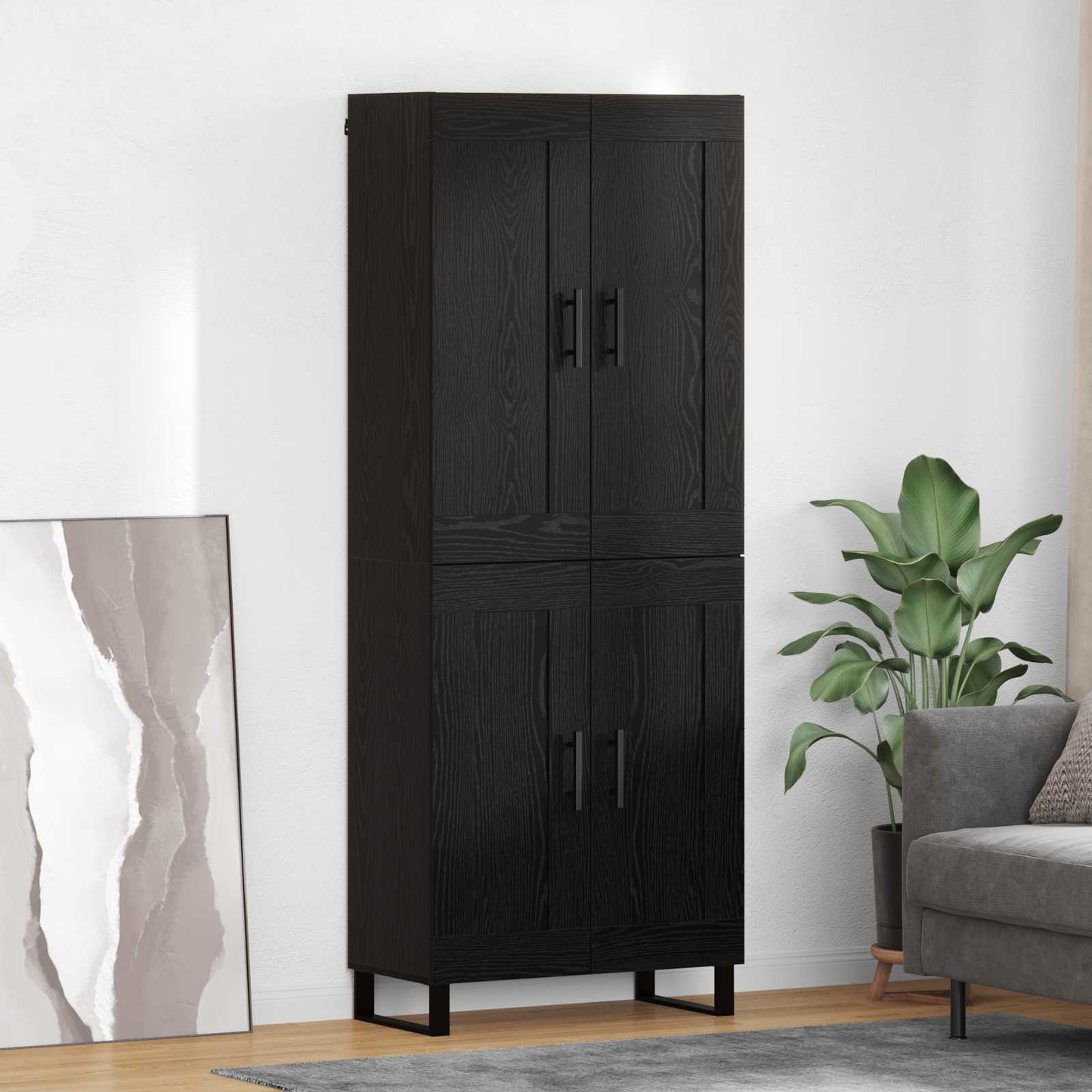 vidaXL Highboard Μαύρη Οξυά 69,5 x 34 x 180 εκ. Επεξεργασμένο ξύλο