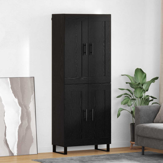 vidaXL Highboard Μαύρη Οξυά 69,5 x 34 x 180 εκ. Επεξεργασμένο ξύλο