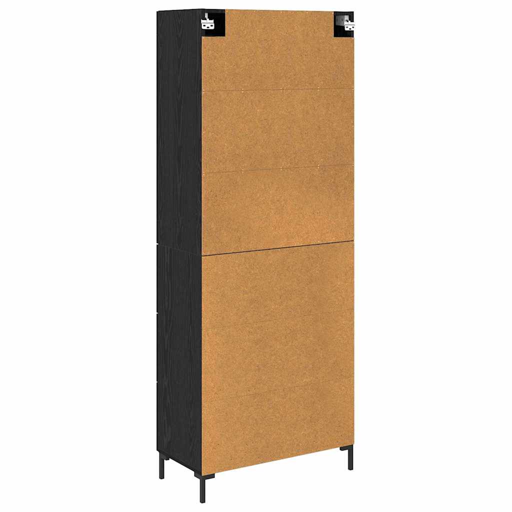 vidaXL Highboard με συρτάρι 2 pcs Μαύρη Οξυά Επεξεργασμένο ξύλο