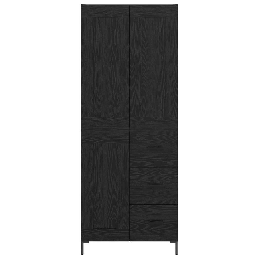 vidaXL Highboard με συρτάρι 2 pcs Μαύρη Οξυά Επεξεργασμένο ξύλο