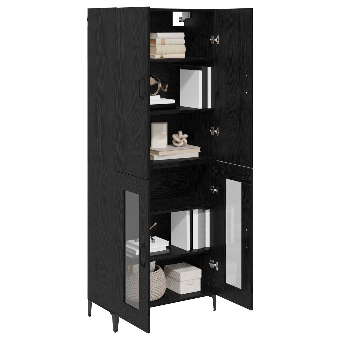 vidaXL Highboard Μαύρη Οξυά 69,5 x 34 x 180 εκ. Επεξεργασμένο ξύλο