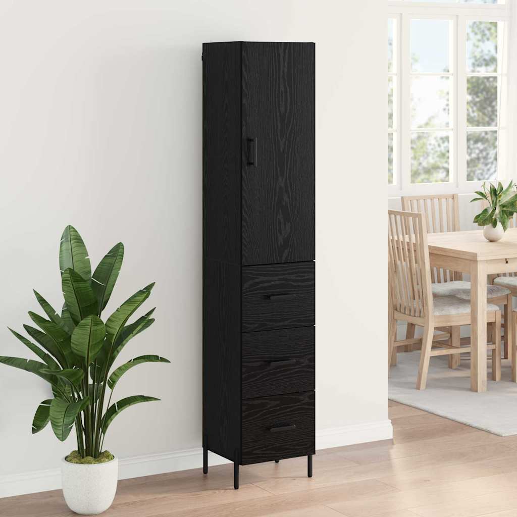vidaXL Highboard Μαύρη Οξυά 34,5 x 34 x 180 εκ. Επεξεργασμένο ξύλο