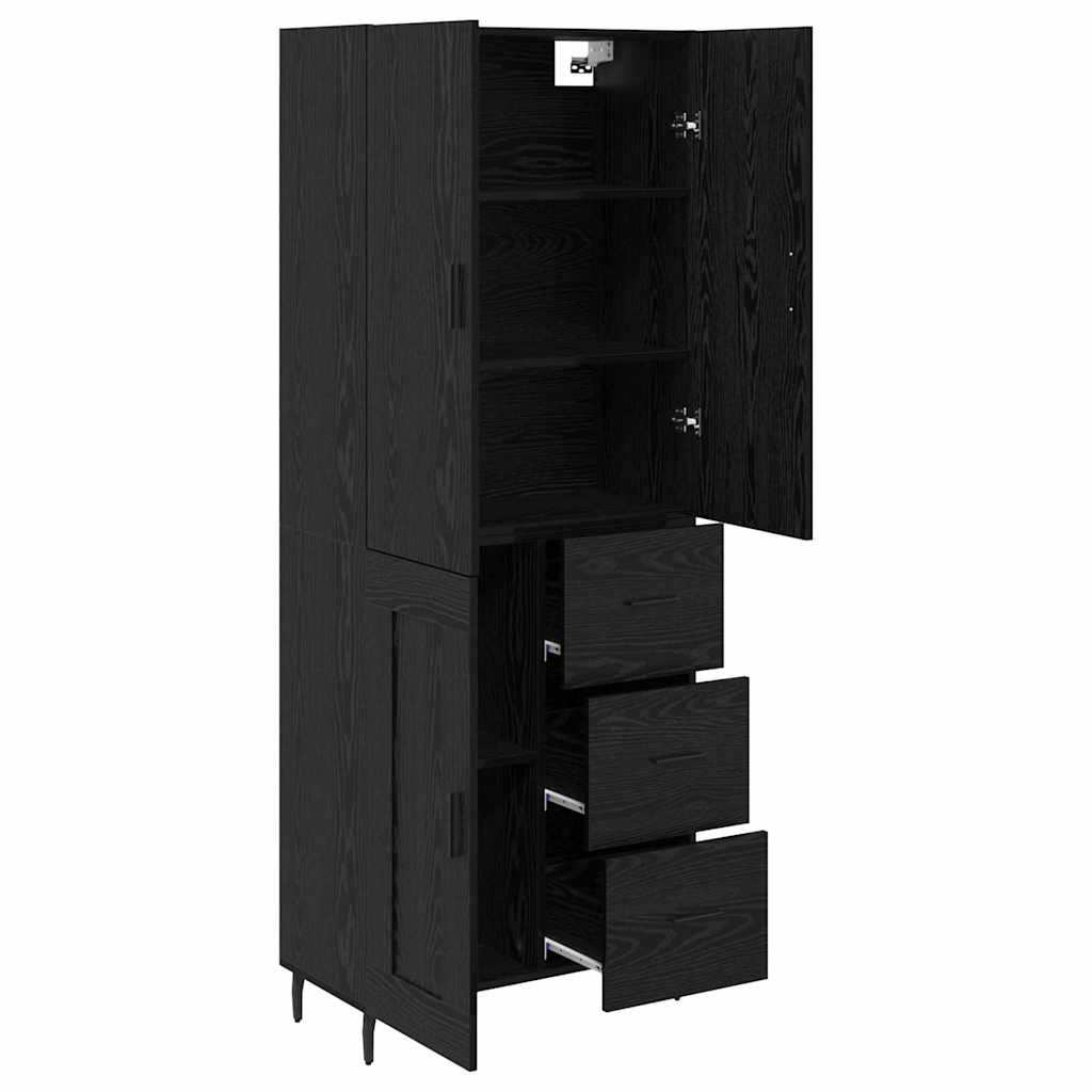 vidaXL Highboard με συρτάρι 2 pcs Μαύρη δρυς Σύνθετο Ξύλο και Γυαλί