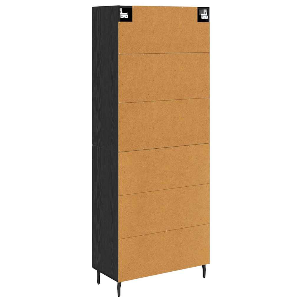 vidaXL Highboard με συρτάρι 2 pcs Μαύρη δρυς Σύνθετο Ξύλο και Γυαλί