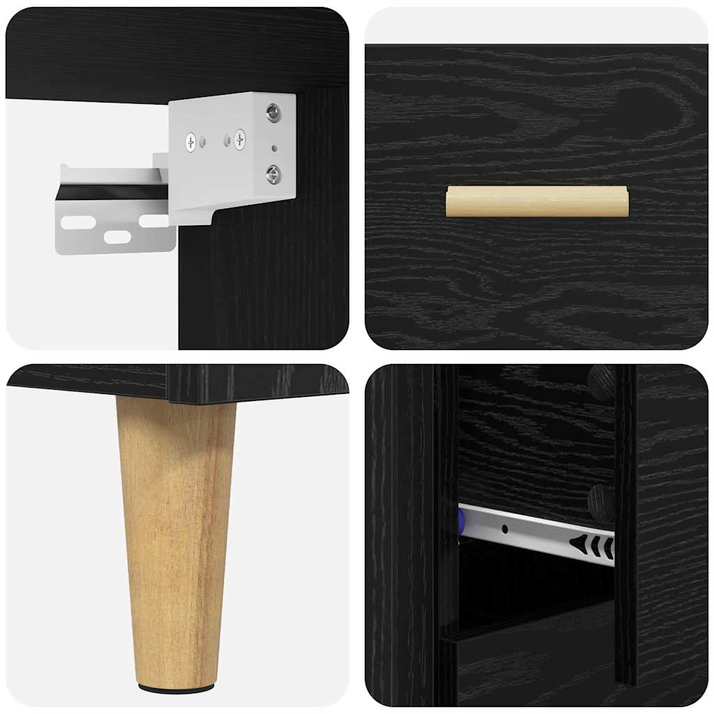 vidaXL Highboard Μαύρη Οξυά 69,5 x 34 x 180 εκ. Επεξεργασμένο ξύλο