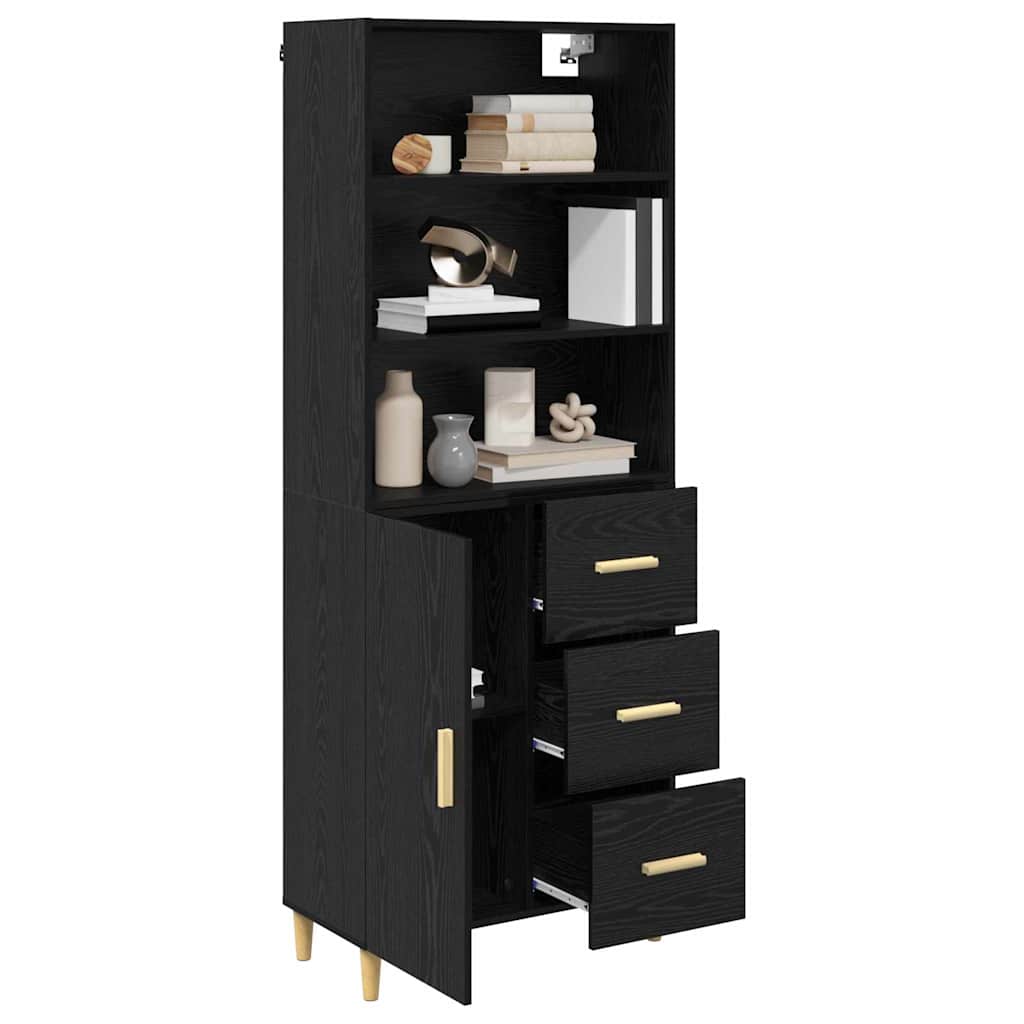 vidaXL Highboard Μαύρη Οξυά 69,5 x 34 x 180 εκ. Επεξεργασμένο ξύλο