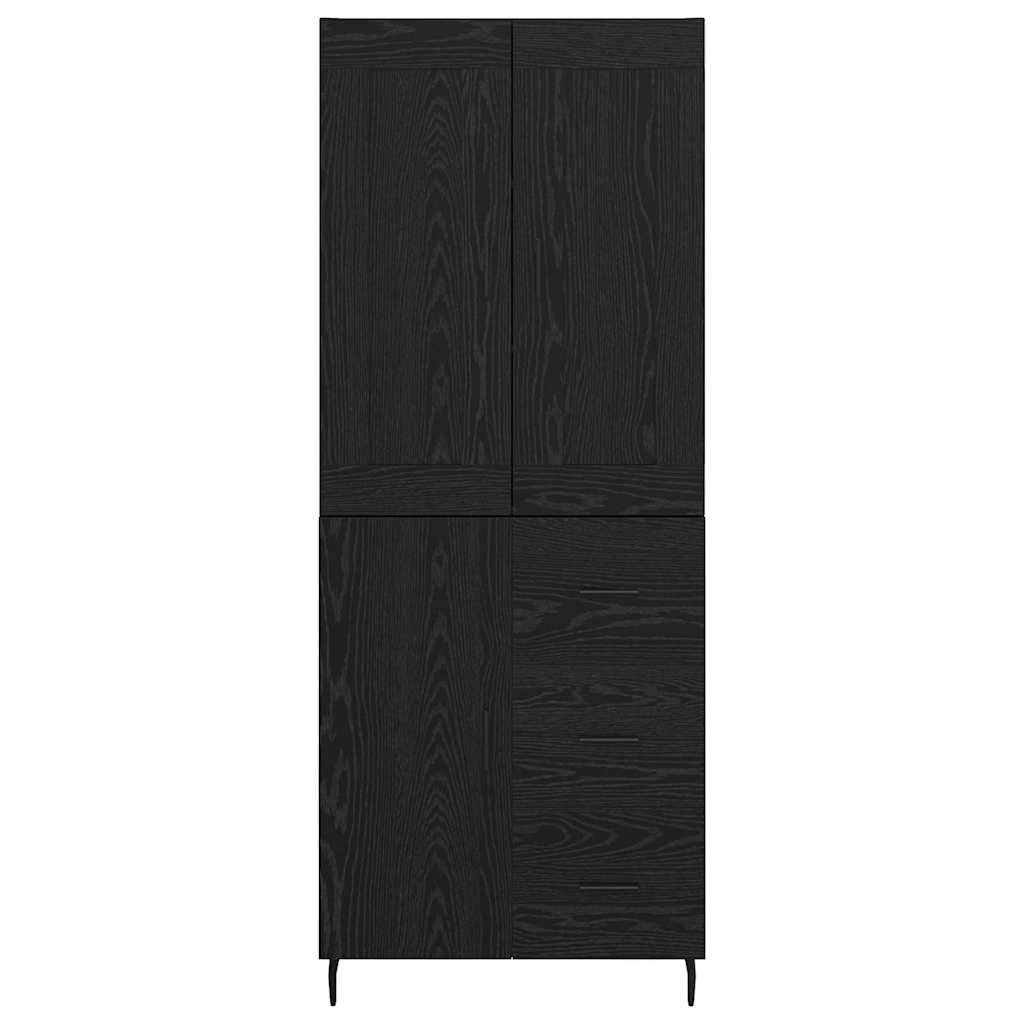 vidaXL Highboard με συρτάρι 2 pcs Μαύρη Οξυά Σύνθετο Ξύλο και Γυαλί
