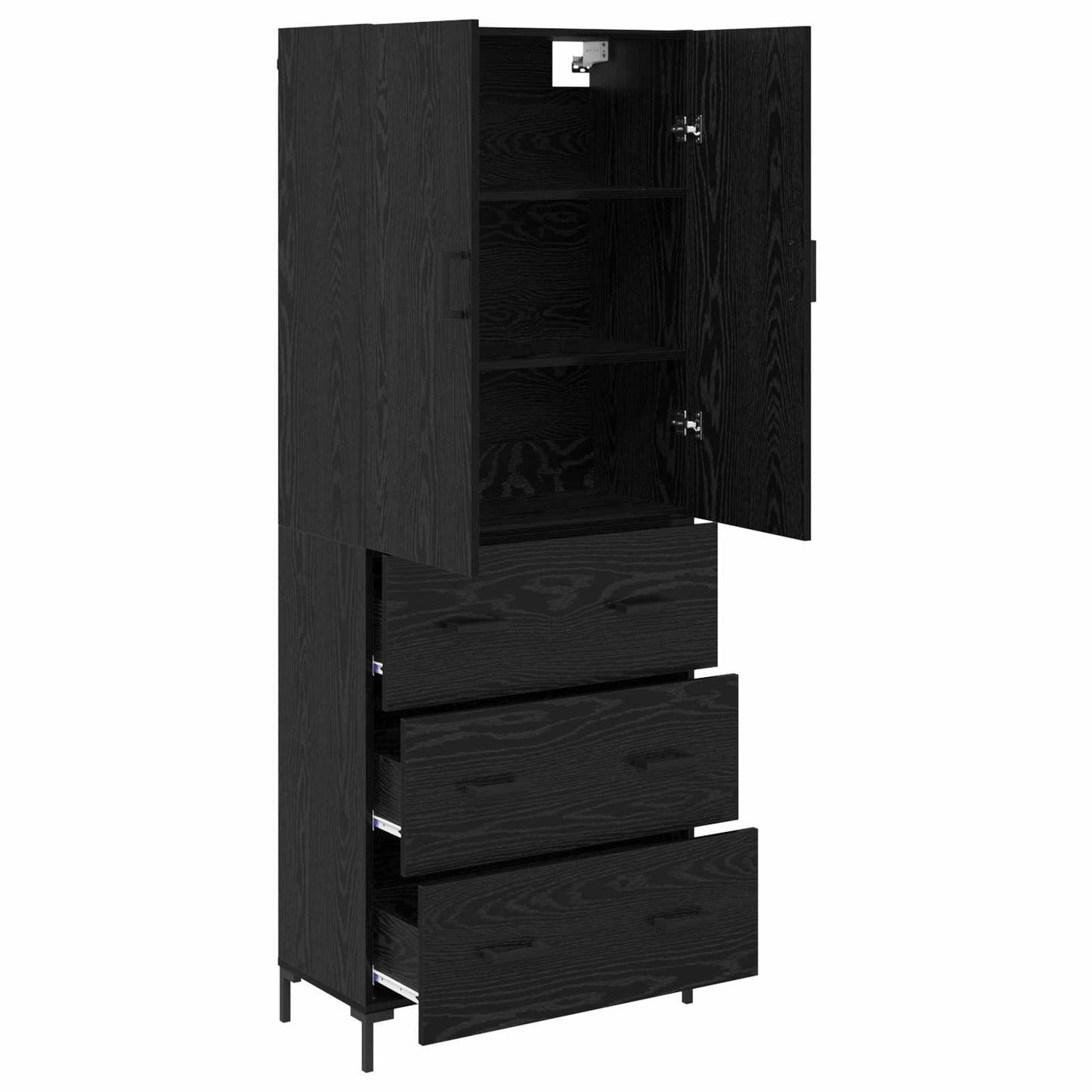 vidaXL Highboard Μαύρη Οξυά 69,5 x 34 x 180 εκ. Επεξεργασμένο ξύλο