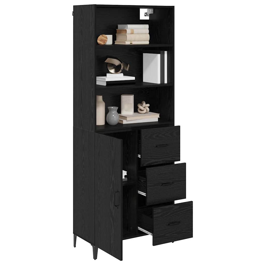 vidaXL Highboard Μαύρη Οξυά 69,5 x 34 x 180 εκ. Επεξεργασμένο ξύλο