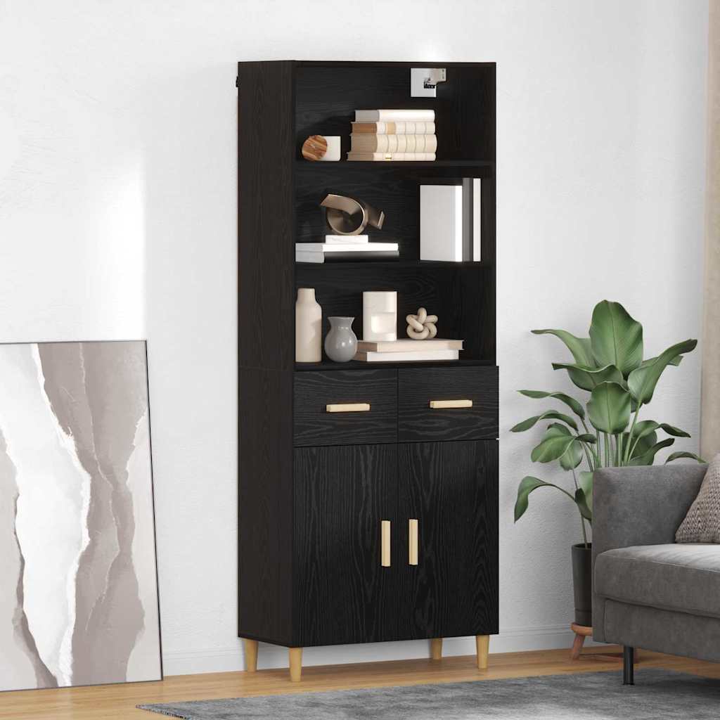 vidaXL Highboard Μαύρη Οξυά 69,5 x 34 x 180 εκ. Επεξεργασμένο ξύλο