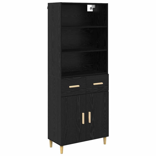 vidaXL Highboard Μαύρη Οξυά 69,5 x 34 x 180 εκ. Επεξεργασμένο ξύλο