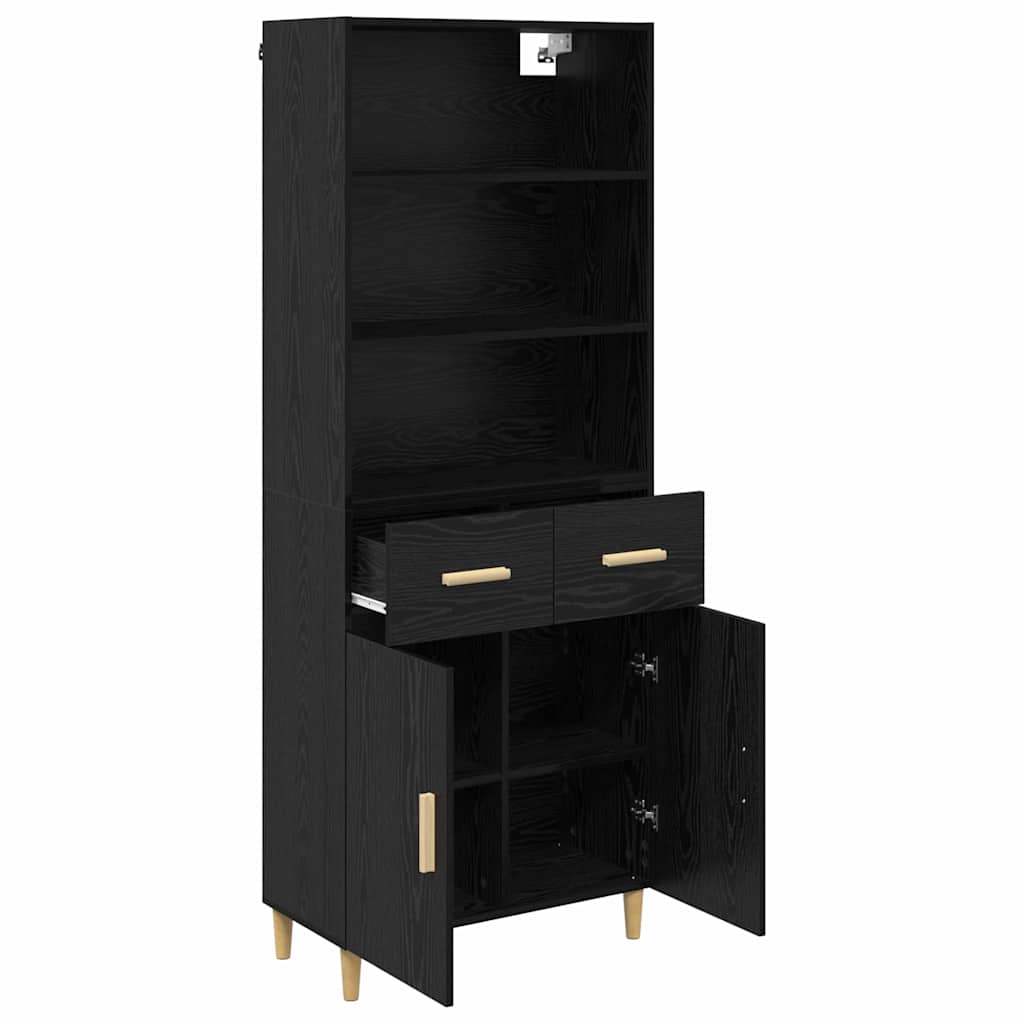 vidaXL Highboard Μαύρη Οξυά 69,5 x 34 x 180 εκ. Επεξεργασμένο ξύλο