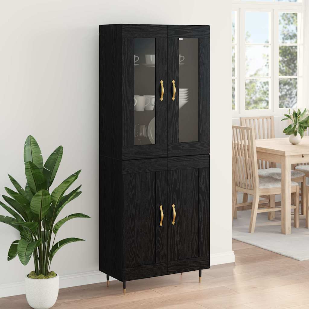 vidaXL Highboard Επιτοίχιο 2 pcs Μαύρη Οξυά 69,5 x 34 x 180 εκ.