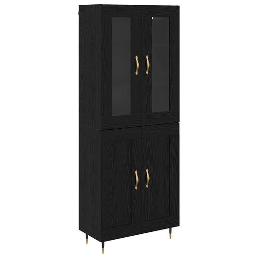 vidaXL Highboard 2 pcs Μαύρη Οξυά Επεξεργασμένο ξύλο