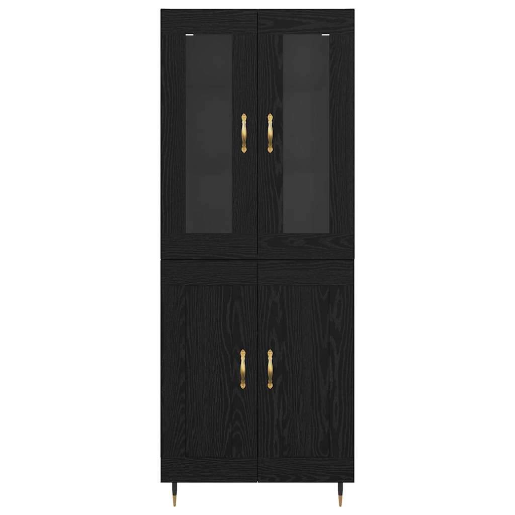 vidaXL Highboard Επιτοίχιο 2 pcs Μαύρη Οξυά 69,5 x 34 x 180 εκ.