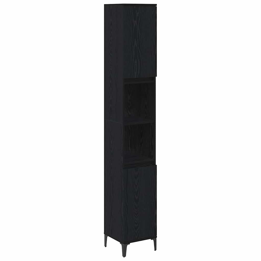 vidaXL Σετ Επίπλων Μπάνιου με ράφι 3 pcs Μαύρη δρυς Επεξεργασμένο ξύλο