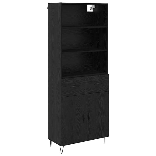 vidaXL Highboard με συρτάρι 2 pcs Μαύρη Οξυά Επεξεργασμένο ξύλο