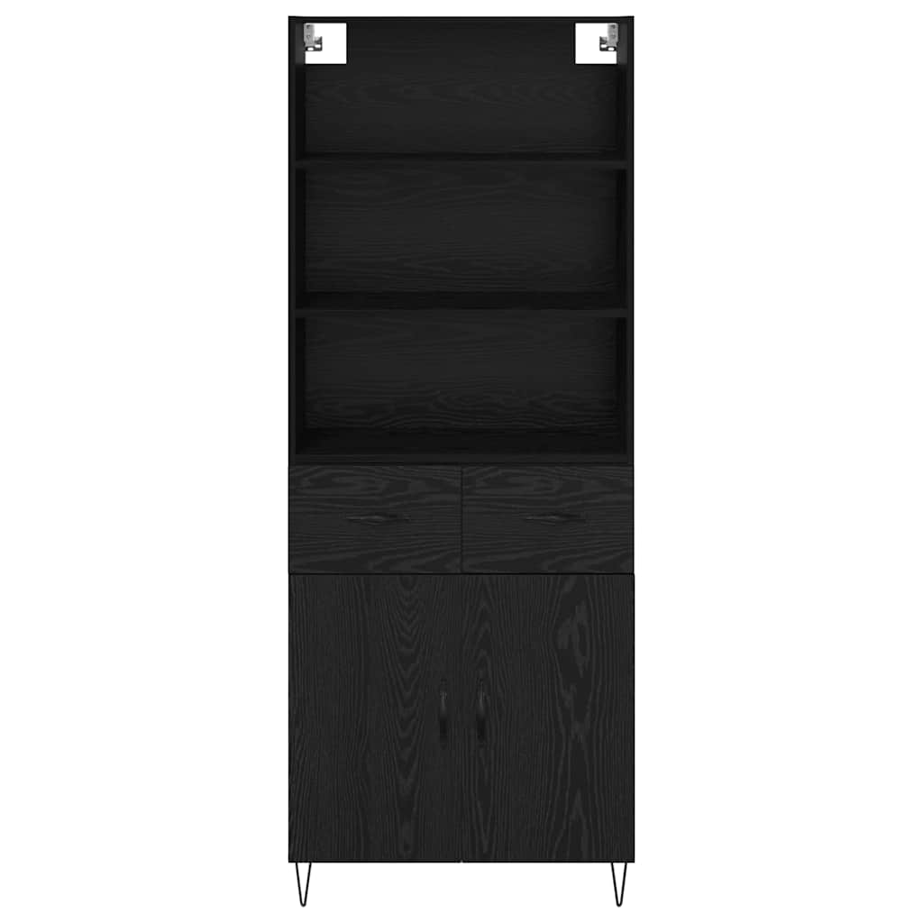 vidaXL Highboard με συρτάρι 2 pcs Μαύρη Οξυά Επεξεργασμένο ξύλο