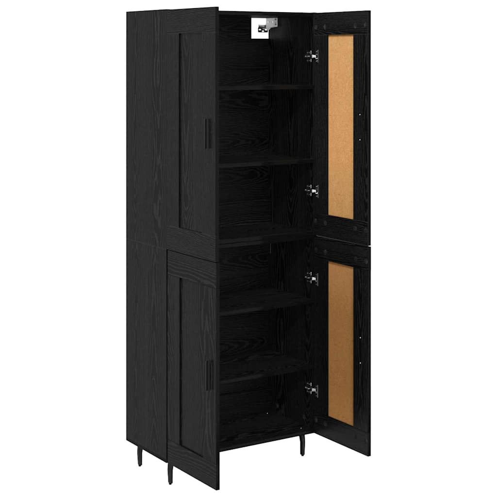 vidaXL Highboard 2 pcs Μαύρη Οξυά Σύνθετο Ξύλο και Γυαλί