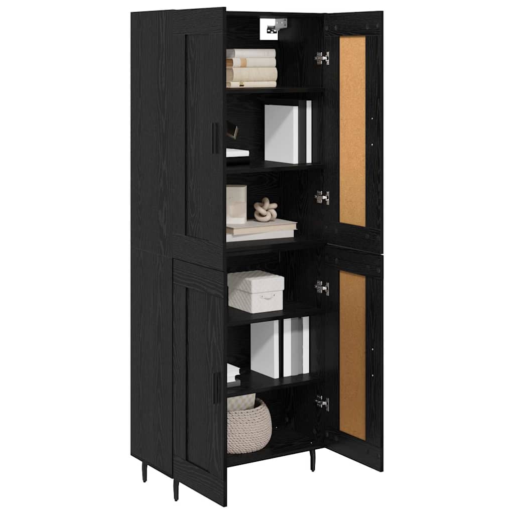 vidaXL Highboard 2 pcs Μαύρη Οξυά Σύνθετο Ξύλο και Γυαλί