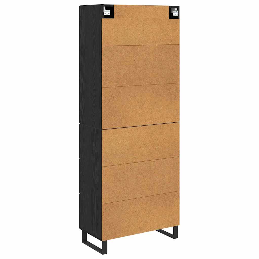 vidaXL Highboard Μαύρη Οξυά 69,5 x 34 x 180 εκ. Επεξεργασμένο ξύλο
