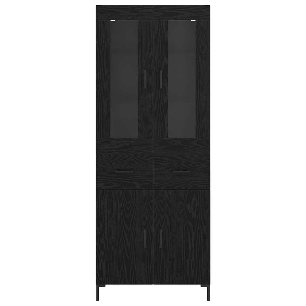 vidaXL Highboard Επιτοίχιο 2 pcs Μαύρη Οξυά 69,5 x 34 x 180 εκ.