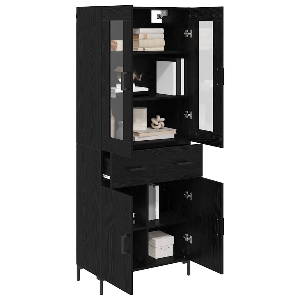 vidaXL Highboard Επιτοίχιο 2 pcs Μαύρη Οξυά 69,5 x 34 x 180 εκ.