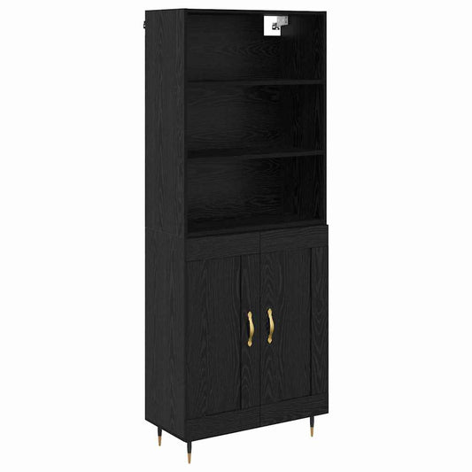 vidaXL Highboard Μαύρη δρυς 69,5 x 34 x 180 εκ. Επεξεργασμένο ξύλο