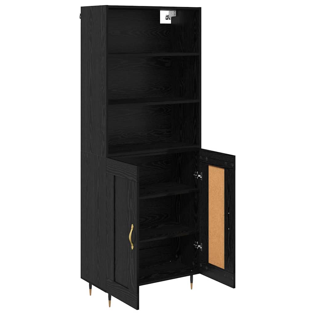 vidaXL Highboard Μαύρη δρυς 69,5 x 34 x 180 εκ. Επεξεργασμένο ξύλο