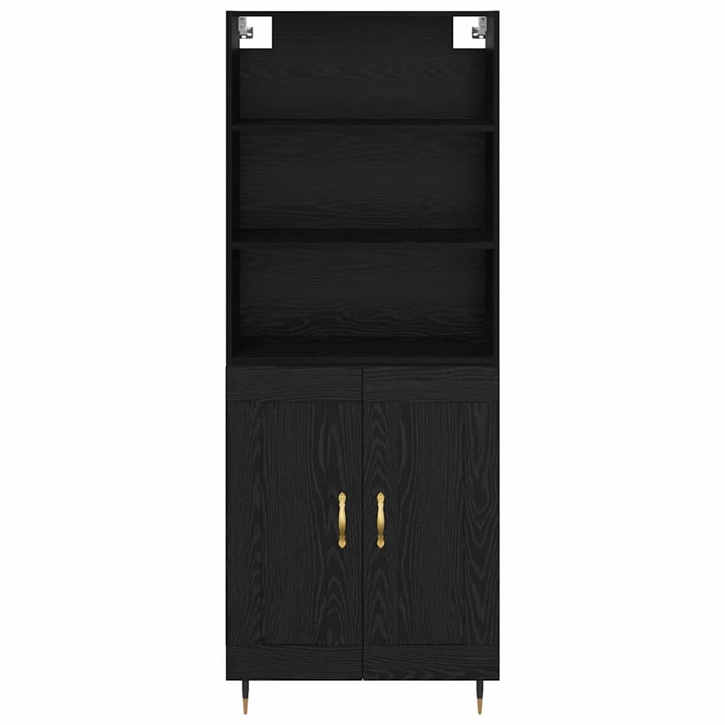 vidaXL Highboard Μαύρη δρυς 69,5 x 34 x 180 εκ. Επεξεργασμένο ξύλο