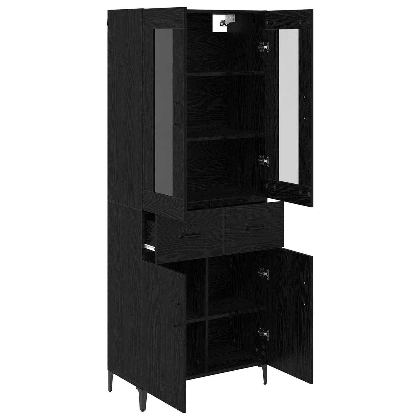 vidaXL Highboard Μαύρη Οξυά 69,5 x 34 x 180 εκ. Επεξεργασμένο ξύλο