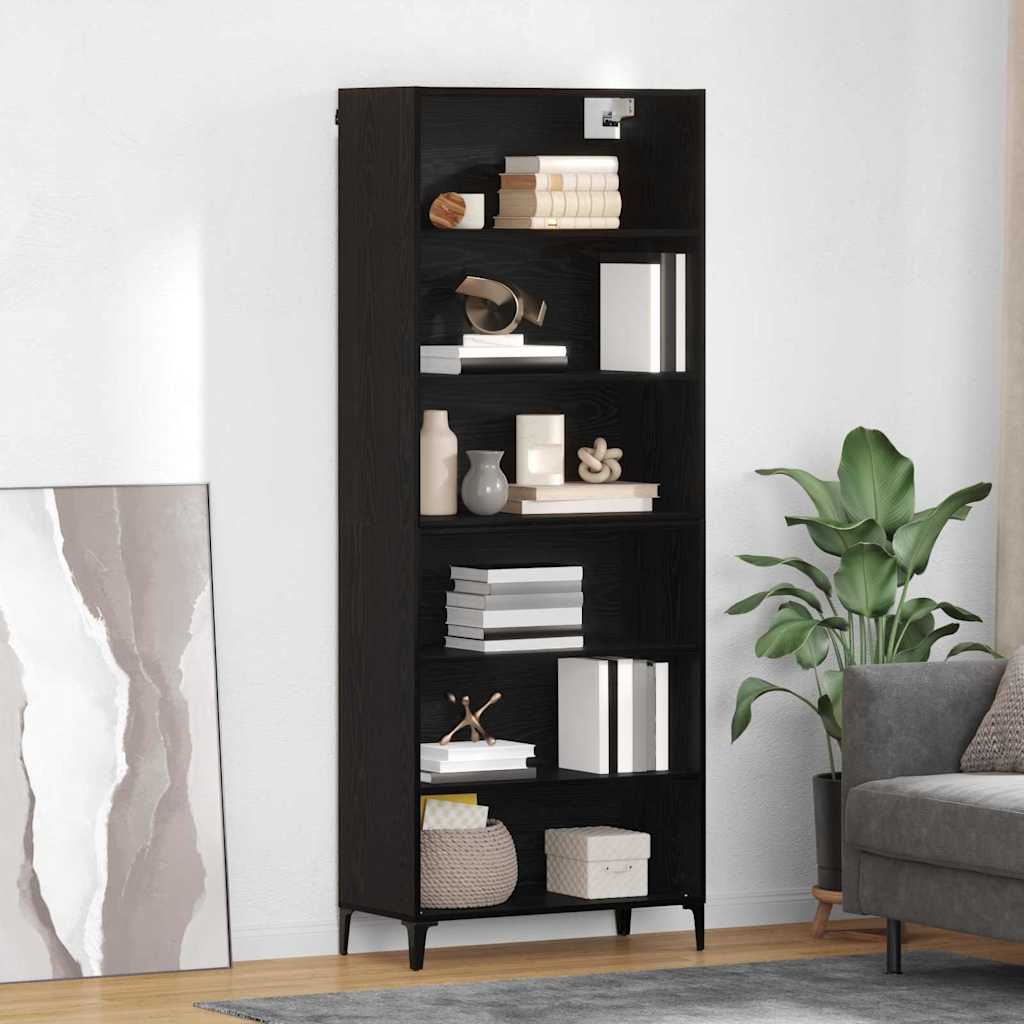 vidaXL Highboard Μαύρη Οξυά 69,5 x 34 x 180 εκ. Επεξεργασμένο ξύλο