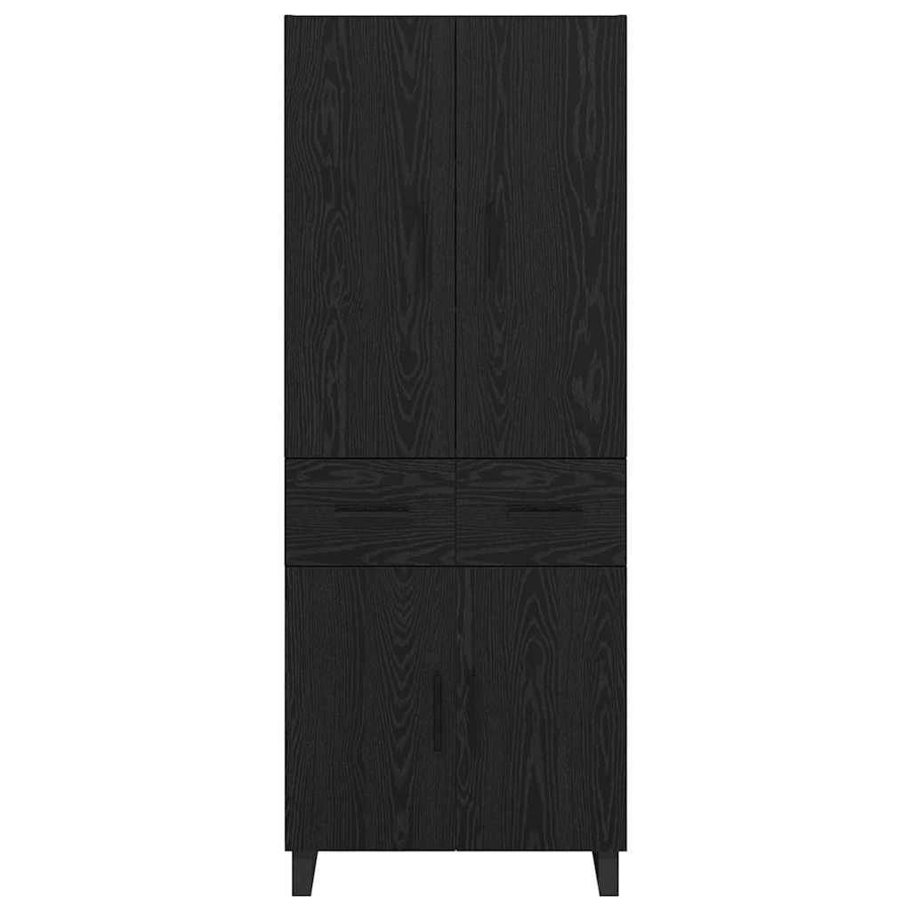 vidaXL Highboard με συρτάρι 2 pcs Μαύρη Οξυά Σύνθετο Ξύλο και Γυαλί